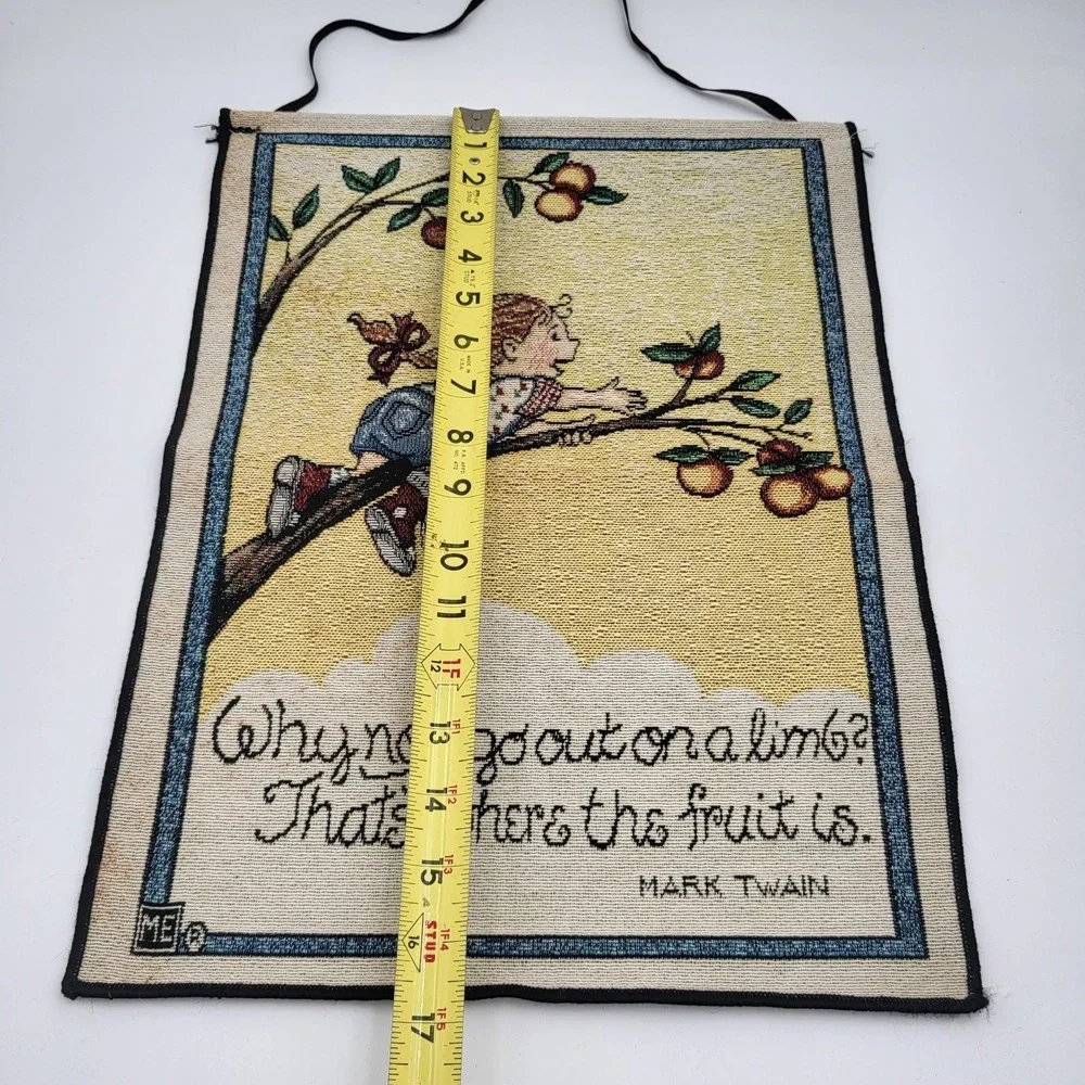 Vtg. Mary Engelbreit Tapestry Wall Hanging Mark Twain 